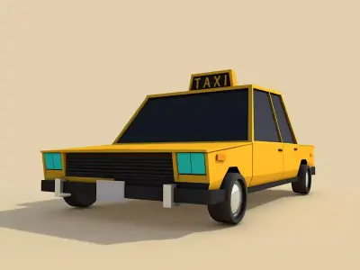 Cartoon Low Poly Toy Taxi Car Low-poly 3D model