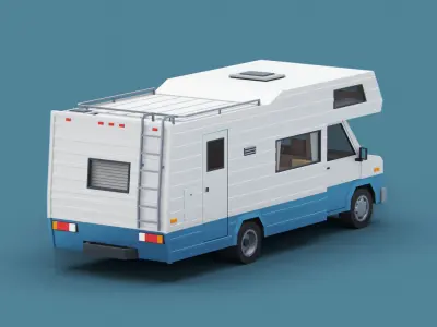 Cartoon Stylized Camper Van Classic Low-poly 3D model