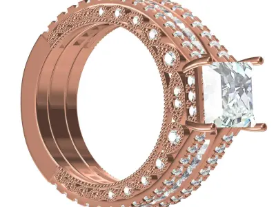 Unique Luxury Princess Ring Ret for Women 3D print model