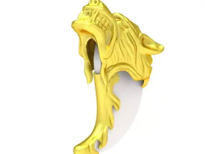 Luxury Wolf Head Claw Pendant Jewelry 3D Model 107a 3D print model