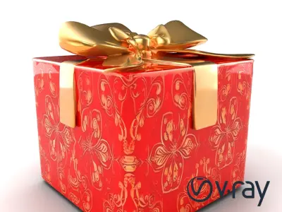 Festive Gift Box Red Gold Filigree model pack Low-poly 3D model