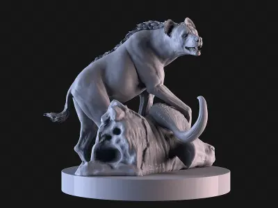 Hyena vs Buffalo  3D print model