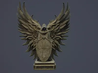 Dark Guardian Angel Statue PBR v2 Low-poly 3D model