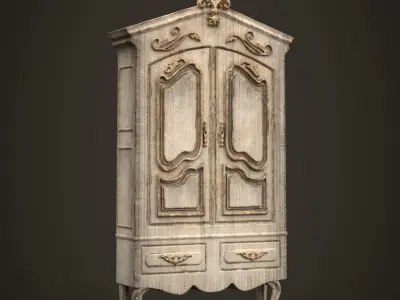 ANTIQUE WARDROBE - VINTAGE CLOSET - RUSTIC - FRENCH ROCOCO STYLE 3D print model