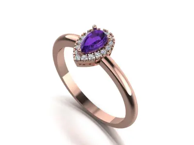 Pear diamond ring 3d model pritable 3D print model