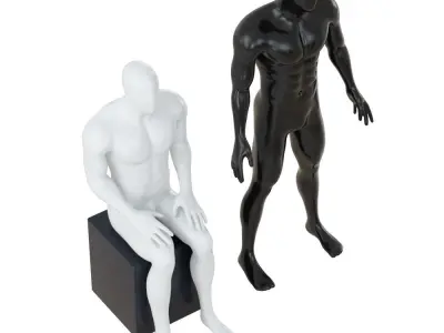 Standing and seated abstract mannequin 131 3D model