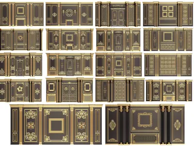 Boiserie Classic Wall Panels Collection 0201 Low-poly 3D model