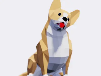 Corgi Dog Low-poly 3D model