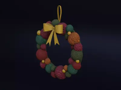 Christmas wreath Low-poly 3D model