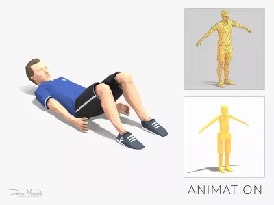 Heel Touch  Exercise Man Animation Low-poly 3D model