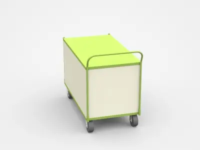 Green Tool Cart On Wheels 3D model