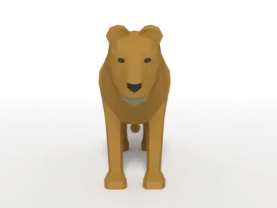 Low Poly Cartoon Female Lion Low-poly 3D model