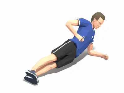 Side plank up and down Exercise Man Animation Low-poly 3D model