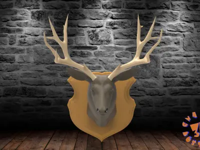 Wall Plaque Mounted Deer Head Trophy 3D print model