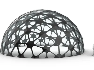 Geodesic Dome with Dynamic Perforations and glass panels 3D model