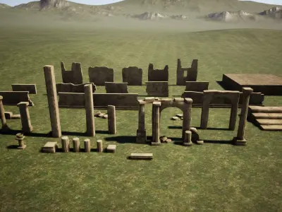 Temple ruins construction kit Low-poly 3D model