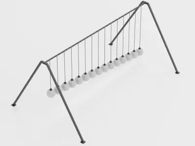 15-Ball Pendulum Waves Low-poly 3D model