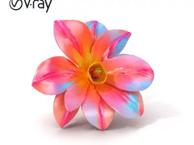 Iridescent Ethereal Flower with Veined Petals model pack Low-poly 3D model