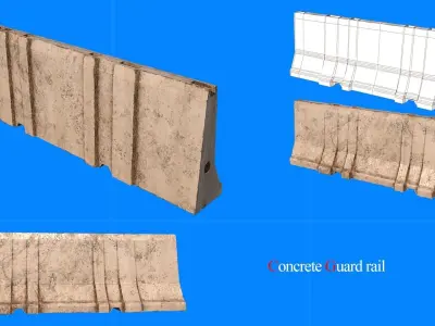 concrete guard rail Low-poly 3D model