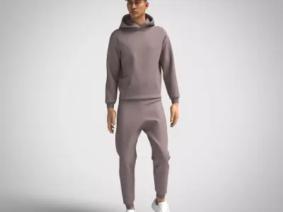 Hoodie sweatpants mens tracksuit sport Clo3d Marvelous Designer 3D model