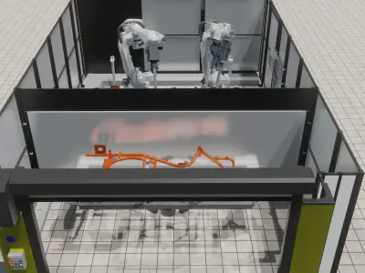 Industrial - FULL Procees 3D Simulation Sport Welding Robot ABB Low-poly 3D model