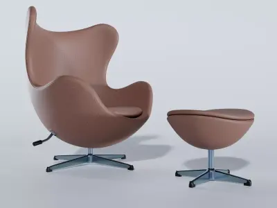 Egg Chair and Footstool Low-poly 3D model