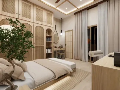 JAPANESE THEME BEDROOM INTERIOR DESIGN 3D model