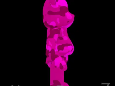 Pink Camouflage BearBrick 3D model