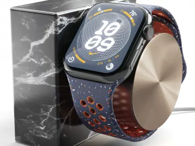 Apple Watch Series 9 Nike Sport Band Blue Flame 3D model