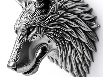 Silver Wolf Head model pack Low-poly 3D model