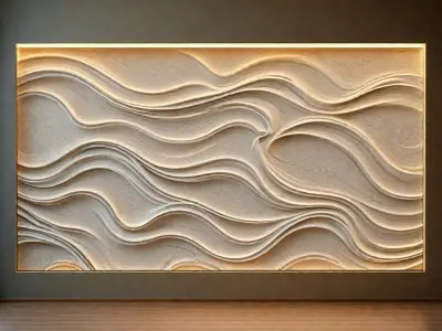 modern panel wall decor set relief stl mural CNC 184 3D model