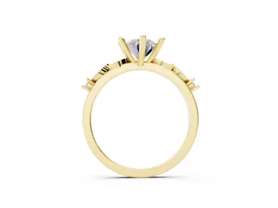 Oval Diamond Ring 3D Model with Side Diamonds 3D print model