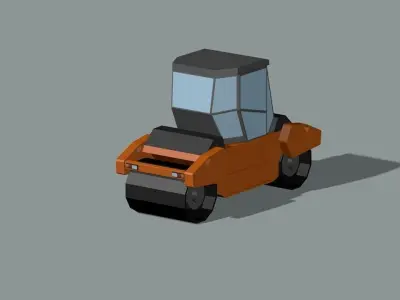 asphalt roller Low-poly 3D model