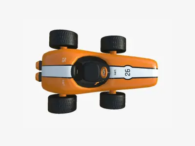 Cartoon Kart F07 Orange - Vehicle Racing Design Low-poly 3D model