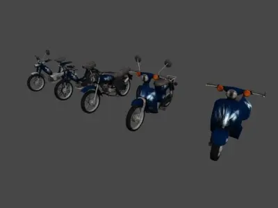 Small motorbike collection Low-poly 3D model
