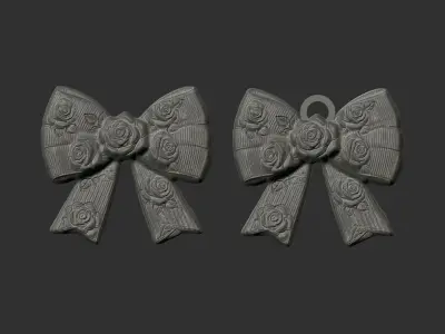 valentines rose ribbon bow  3D print model