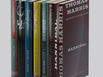Books set stack of Low-poly 3D model