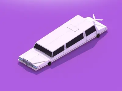 Cartoon Low Poly Limousine Low-poly 3D model