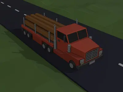 LOW POLY ASSET LOGGING TRUCK MODEL - LOWPOLYGONAL Low-poly 3D model