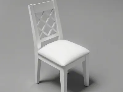 White wooden chair Free 3D model