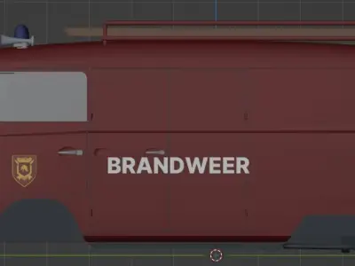 Brandweer Volkswagen T1 1967 Low-poly 3D model