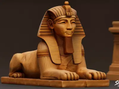 Egyptian Royal Myth Statue Pack VOL1 Low-poly 3D model