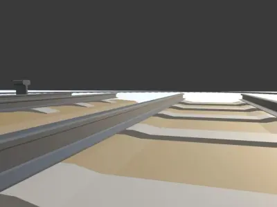 Rail line sample Low-poly 3D model