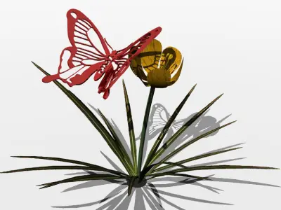 butterfly on plant Free 3D model