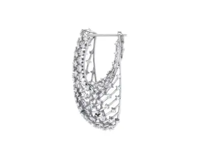 White gold diamond earring-EZ E - 1003 3D print model