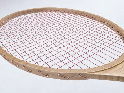 Badminton wooden tennis racket 3D model