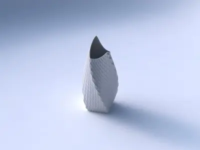 Vase twisted double arc quadratic with diagonal grid dents 3D print model