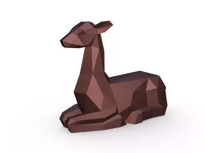 deer figurine low poly 3D print model