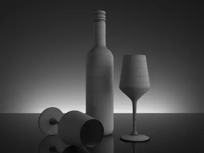 Wine Set 01 3D model