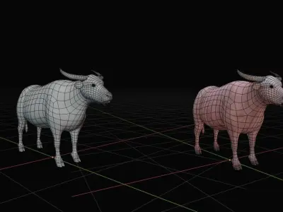Domestic Water Buffalo  Low-poly 3D model